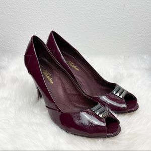 Vintage Ted Baker Wizcon Burgundy Peep Toe Heels